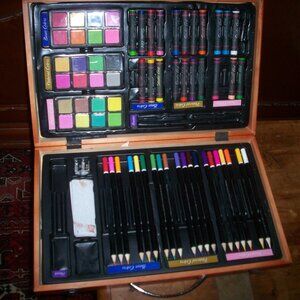 US 80+Piece Deluxe Artist Studio Creativity Set Wood Box Case - Art Painting ***